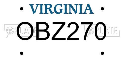 OBZ270 Virginia License Plate