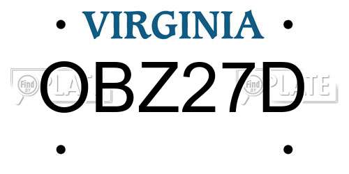 OBZ27D Virginia License Plate