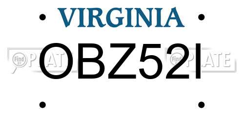 OBZ52I Virginia License Plate