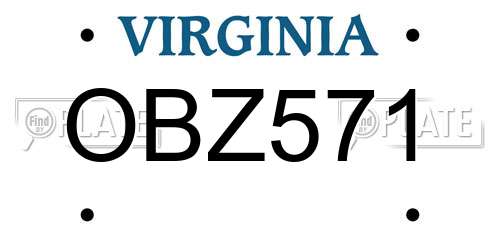 OBZ571 Virginia License Plate