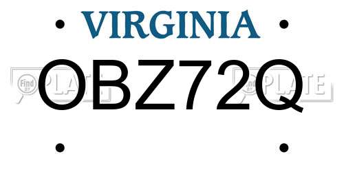 OBZ72Q Virginia License Plate