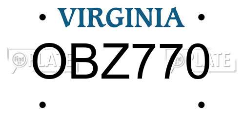 OBZ770 Virginia License Plate