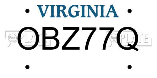 OBZ77Q Virginia License Plate