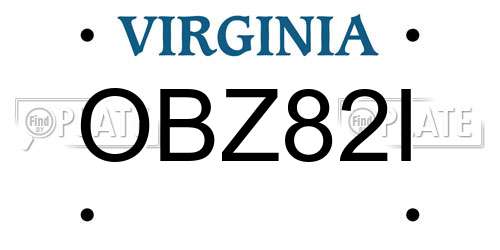 OBZ82I Virginia License Plate