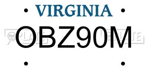OBZ90M Virginia License Plate