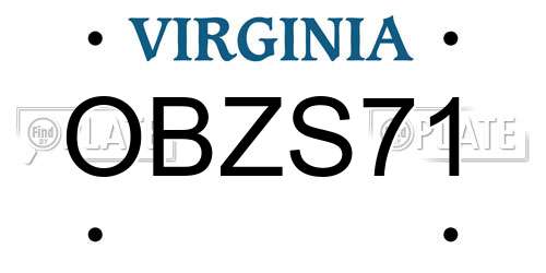 OBZS71 Virginia License Plate