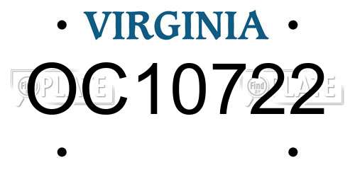 OC10722 Virginia License Plate