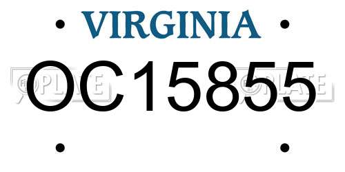 OC15855 Virginia License Plate