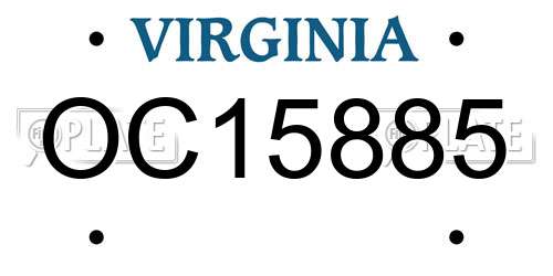 OC15885 Virginia License Plate