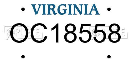 OC18558 Virginia License Plate