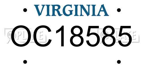 OC18585 Virginia License Plate