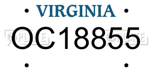 OC18855 Virginia License Plate