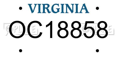 OC18858 Virginia License Plate