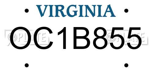 OC1B855 Virginia License Plate