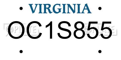OC1S855 Virginia License Plate