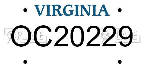 OC20229 Virginia License Plate