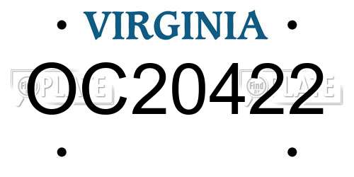 OC20422 Virginia License Plate