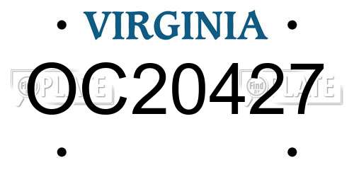 OC20427 Virginia License Plate