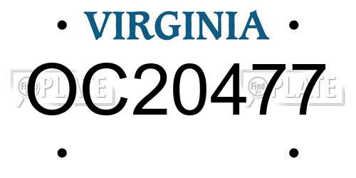 OC20477 Virginia License Plate