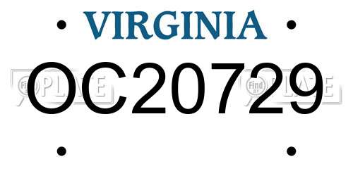 OC20729 Virginia License Plate