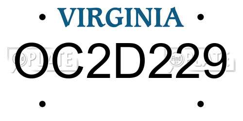 OC2D229 Virginia License Plate