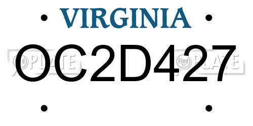 OC2D427 Virginia License Plate