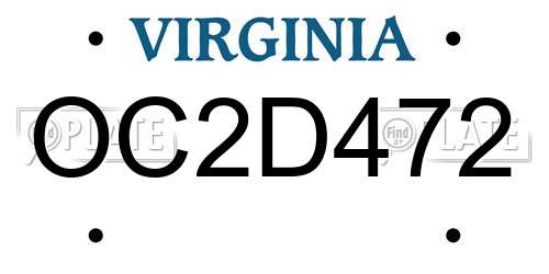 OC2D472 Virginia License Plate