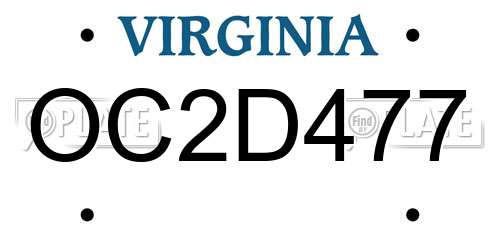 OC2D477 Virginia License Plate
