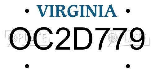 OC2D779 Virginia License Plate