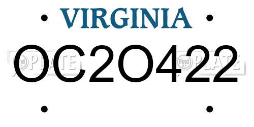 OC2O422 Virginia License Plate