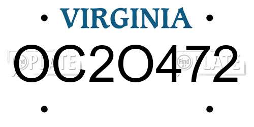 OC2O472 Virginia License Plate