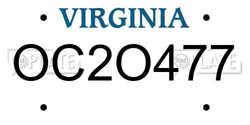 OC2O477 Virginia License Plate