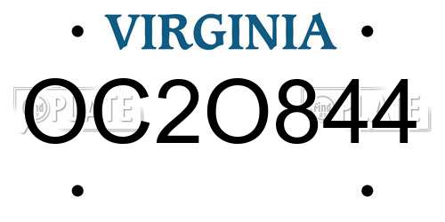 OC2O844 Virginia License Plate
