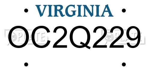 OC2Q229 Virginia License Plate