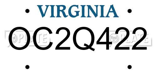 OC2Q422 Virginia License Plate