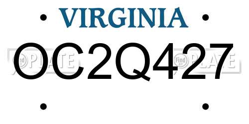 OC2Q427 Virginia License Plate