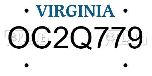 OC2Q779 Virginia License Plate