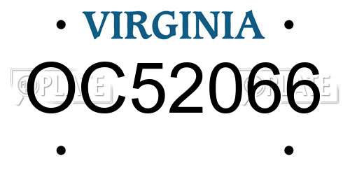 OC52066 Virginia License Plate
