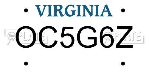 OC5G6Z Virginia License Plate