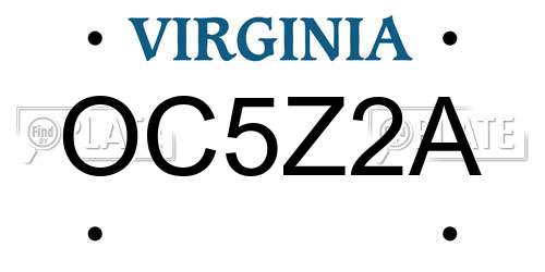 OC5Z2A Virginia License Plate