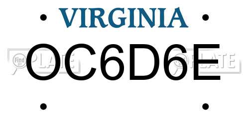 OC6D6E Virginia License Plate