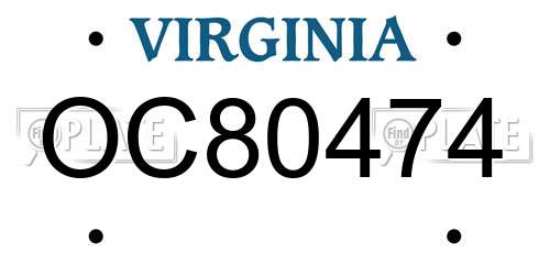 OC80474 Virginia License Plate