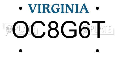 OC8G6T Virginia License Plate