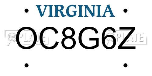 OC8G6Z Virginia License Plate