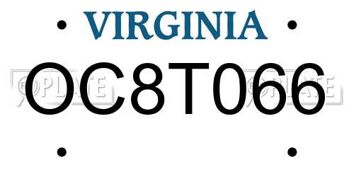 OC8T066 Virginia License Plate