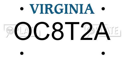 OC8T2A Virginia License Plate