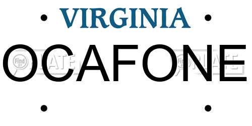 OCAFONE Virginia License Plate