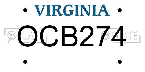 OCB274 Virginia License Plate
