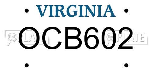 OCB602 Virginia License Plate