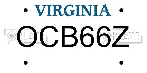 OCB66Z Virginia License Plate